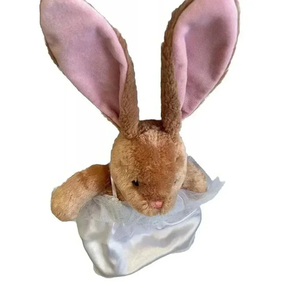 Build A Bear Workshop BAB Tan Bunny Rabbit 16" Plush With White Dress - Picture 6 of 8